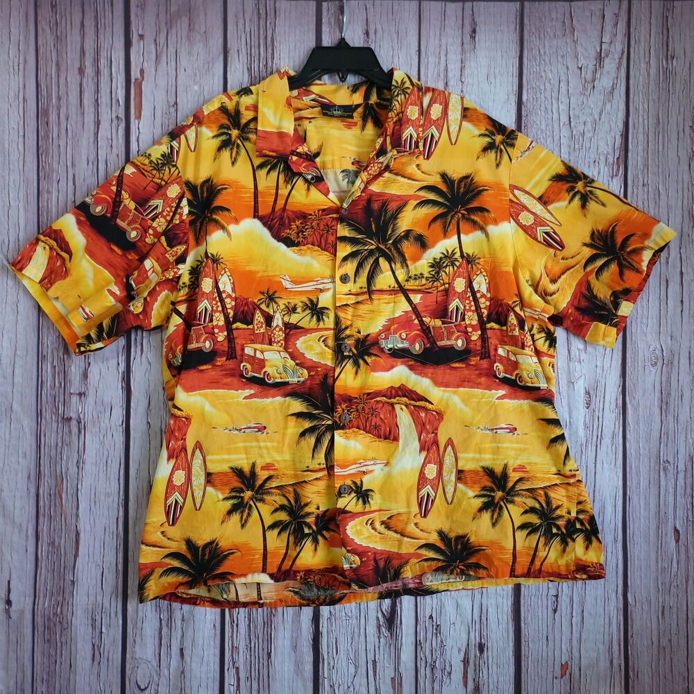 Men's Vintage 1990s 3XL Classic Woody Cars Made in Hawaii Short Sleeve Cotton